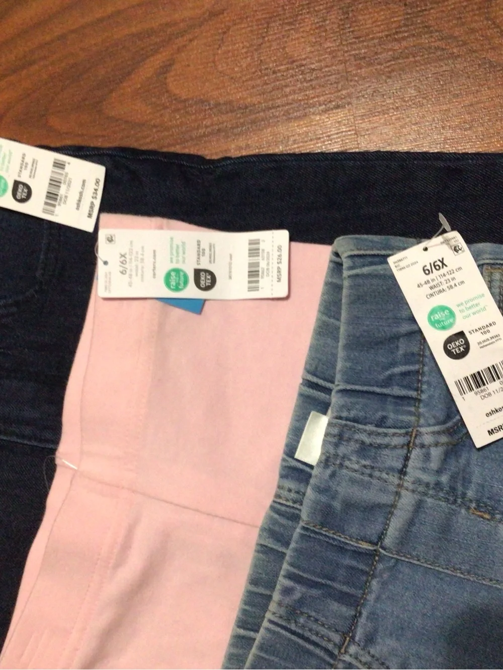 OshKosh B'gosh Pink Legging and Blue Denim-Style Pull-On Bottoms